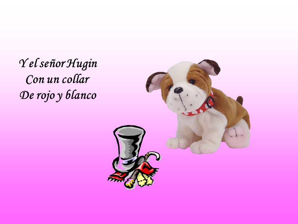Y el señor Hugin Con un collar De rojo y blanco