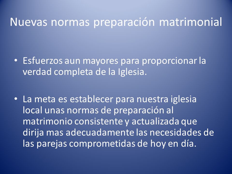 Nuevas normas preparación matrimonial