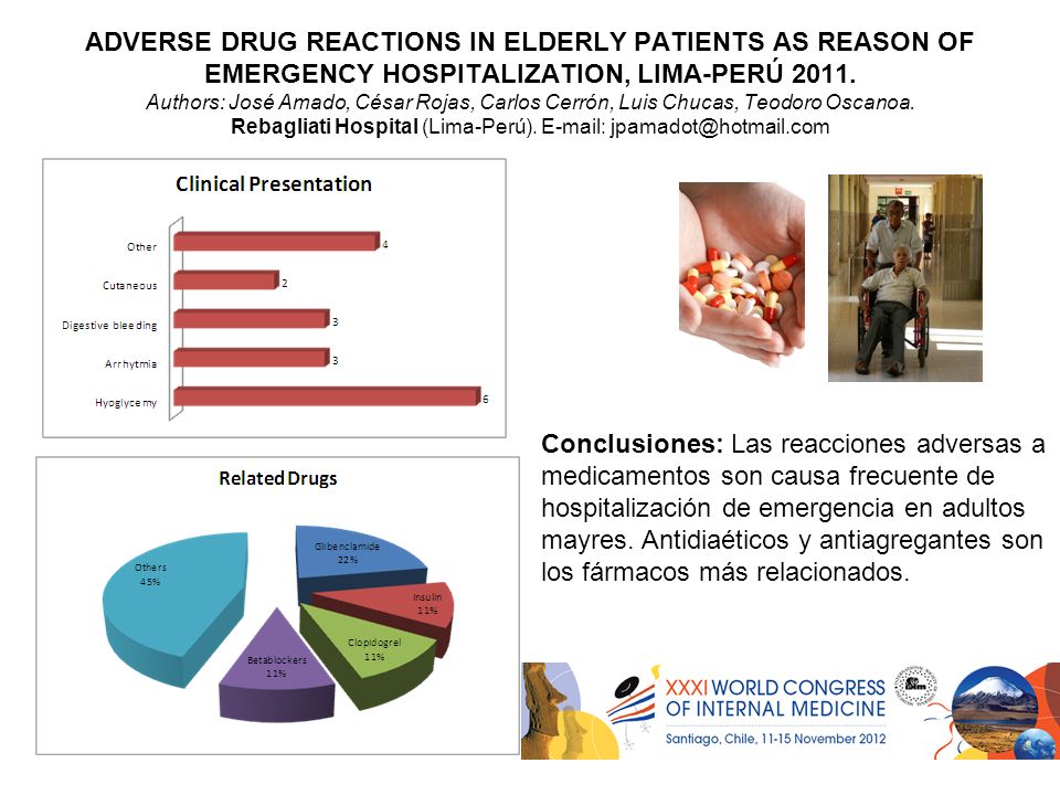 ADVERSE DRUG REACTIONS IN ELDERLY PATIENTS AS REASON OF EMERGENCY HOSPITALIZATION, LIMA-PERÚ Authors: José Amado, César Rojas, Carlos Cerrón, Luis Chucas, Teodoro Oscanoa. Rebagliati Hospital (Lima-Perú).