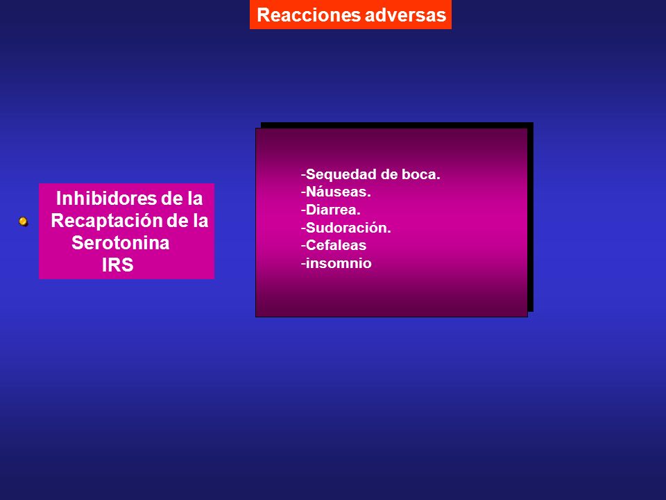 Reacciones adversas Inhibidores de la Recaptación de la Serotonina IRS