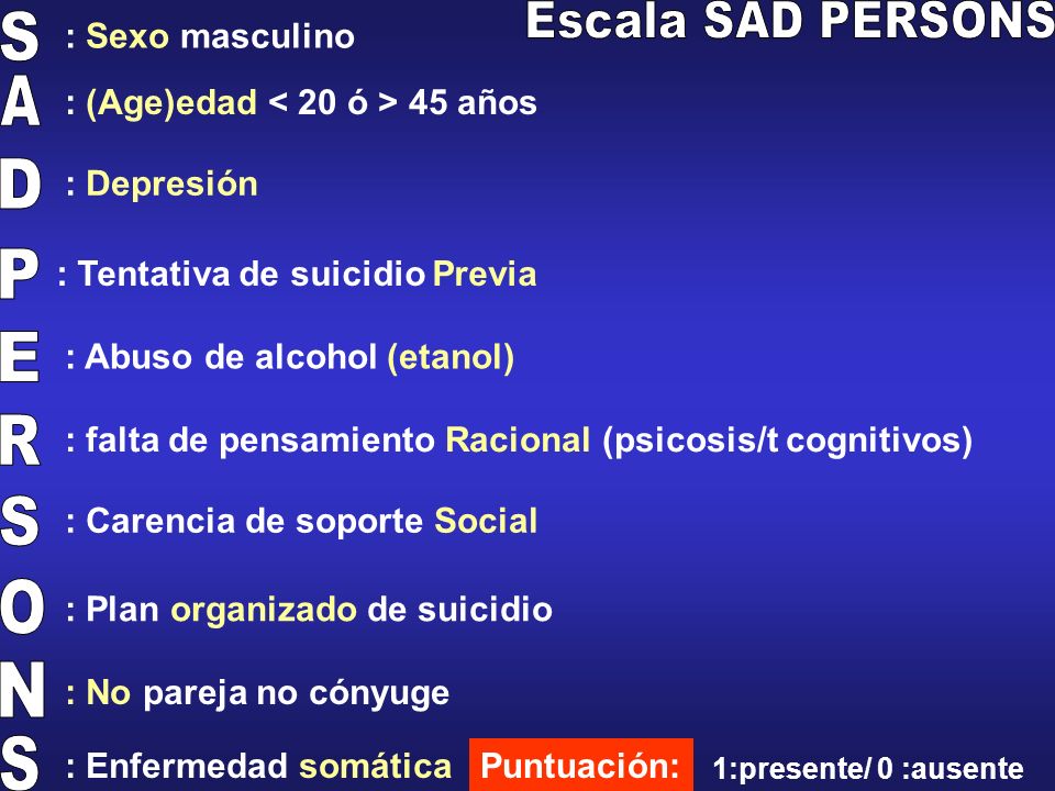 Escala SAD PERSONS S A D P E R S O N S