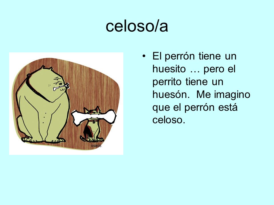 celoso/a El perrón tiene un huesito … pero el perrito tiene un huesón.