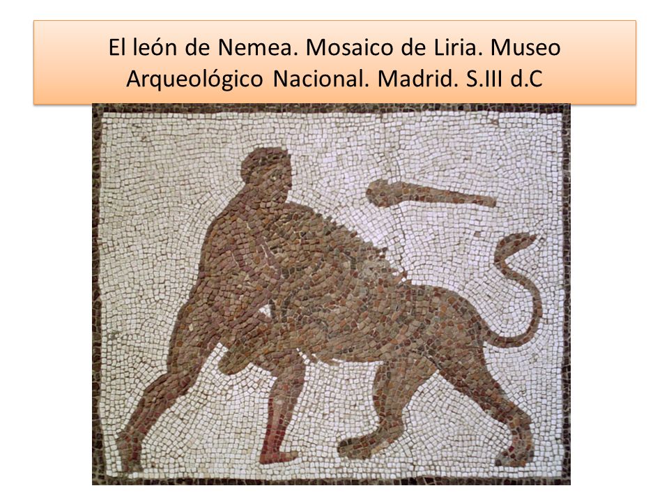 El león de Nemea. Mosaico de Liria. Museo Arqueológico Nacional. Madrid. S.III d.C