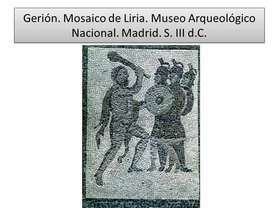 Gerión. Mosaico de Liria. Museo Arqueológico Nacional. Madrid. S. III d.C.