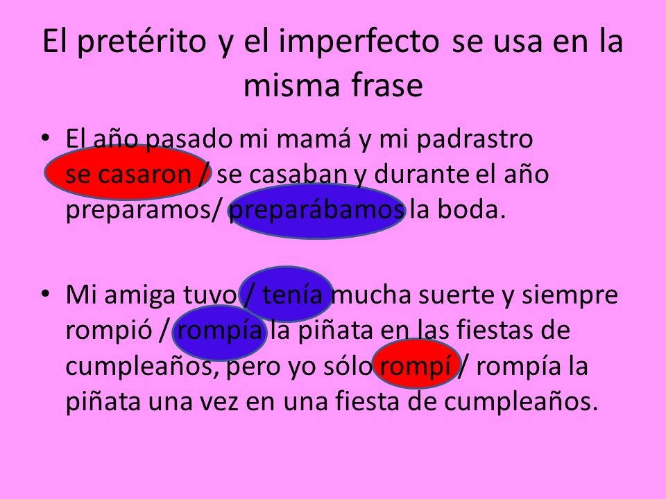El pretérito y el imperfecto se usa en la misma frase