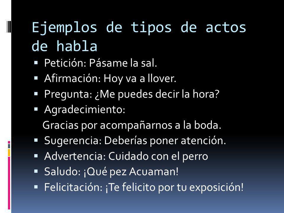 Ejemplos de tipos de actos de habla