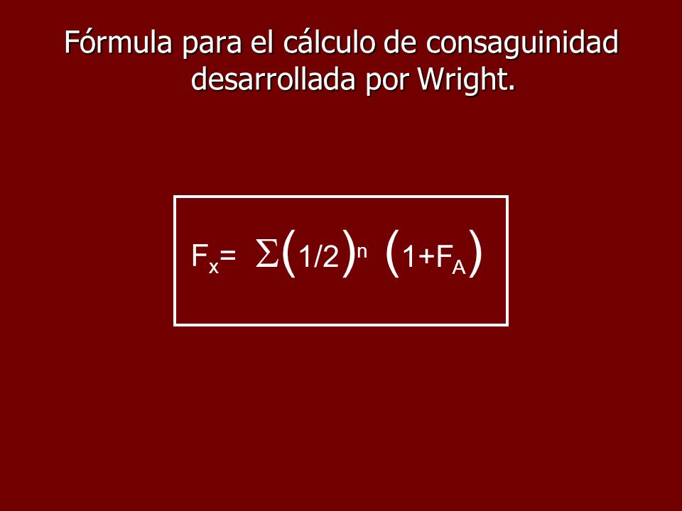 Fórmula para el cálculo de consaguinidad desarrollada por Wright.