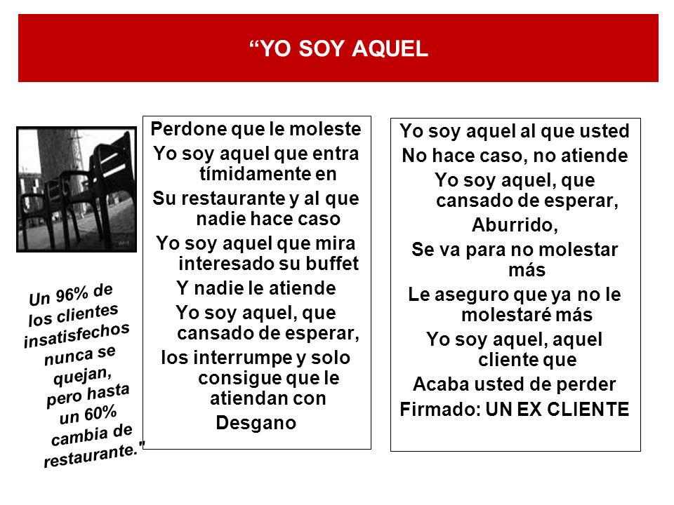 YO SOY AQUEL Perdone que le moleste Yo soy aquel al que usted