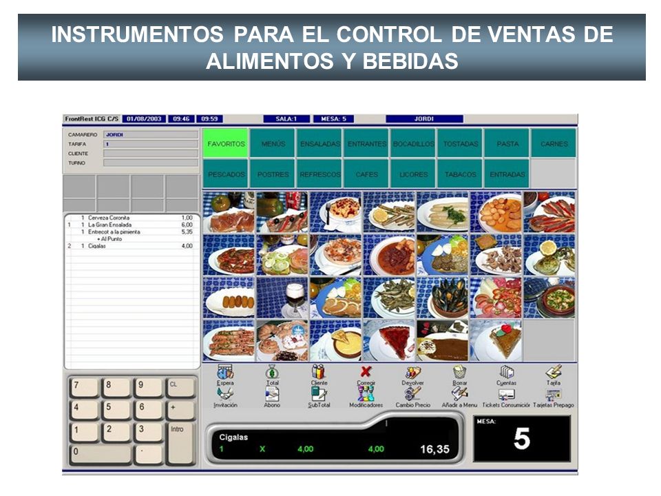 INSTRUMENTOS PARA EL CONTROL DE VENTAS DE ALIMENTOS Y BEBIDAS