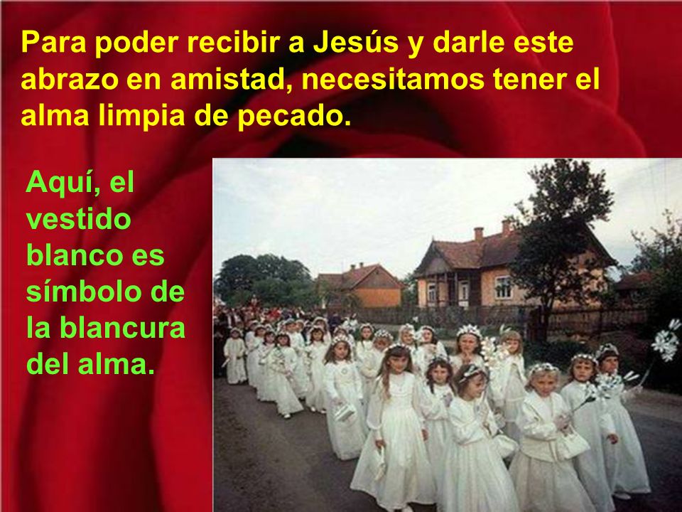 Para poder recibir a Jesús y darle este abrazo en amistad, necesitamos tener el alma limpia de pecado.