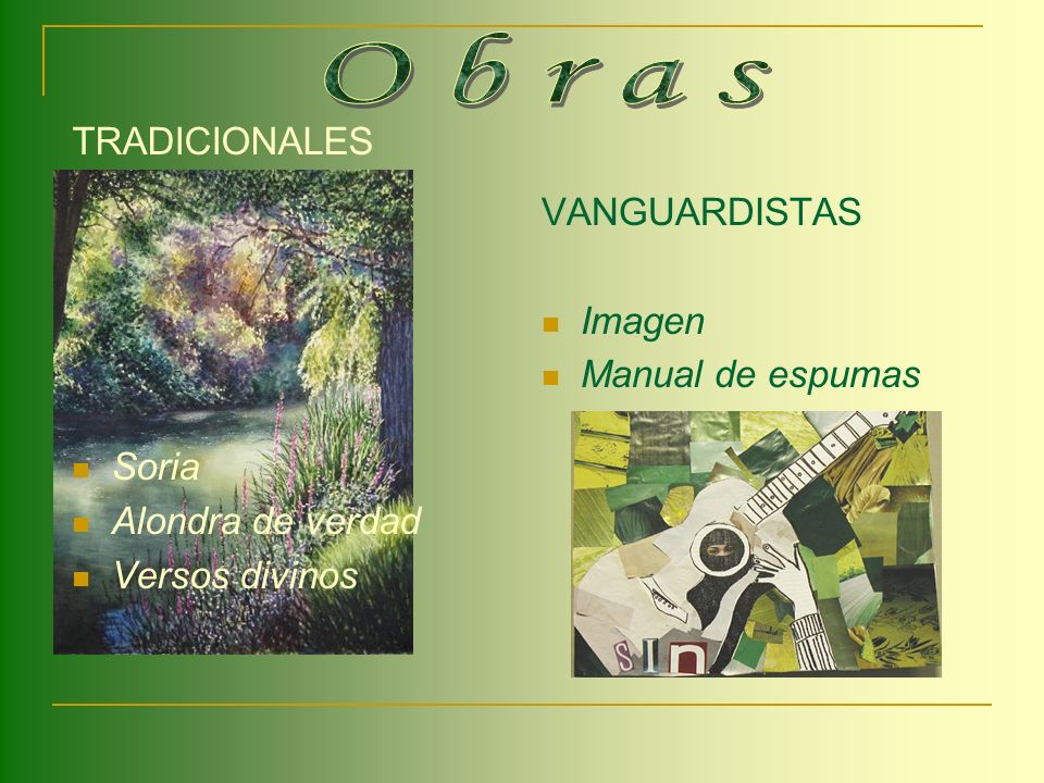 Obras TRADICIONALES VANGUARDISTAS Imagen Manual de espumas Soria