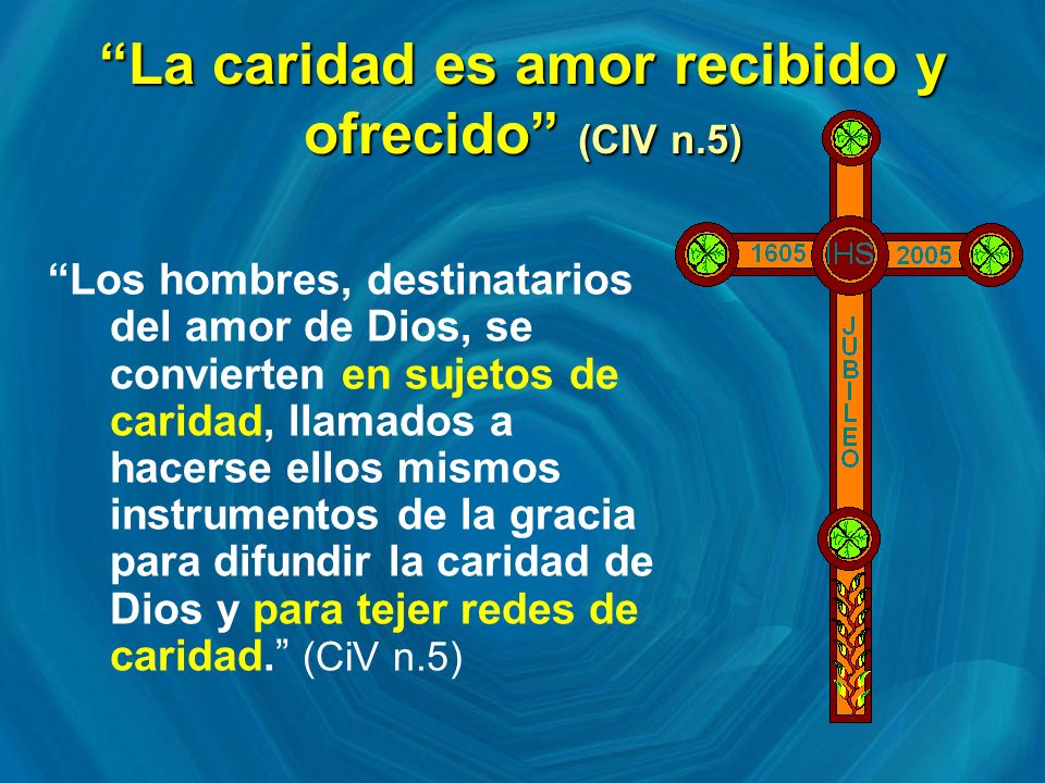 La caridad es amor recibido y ofrecido (CIV n.5)