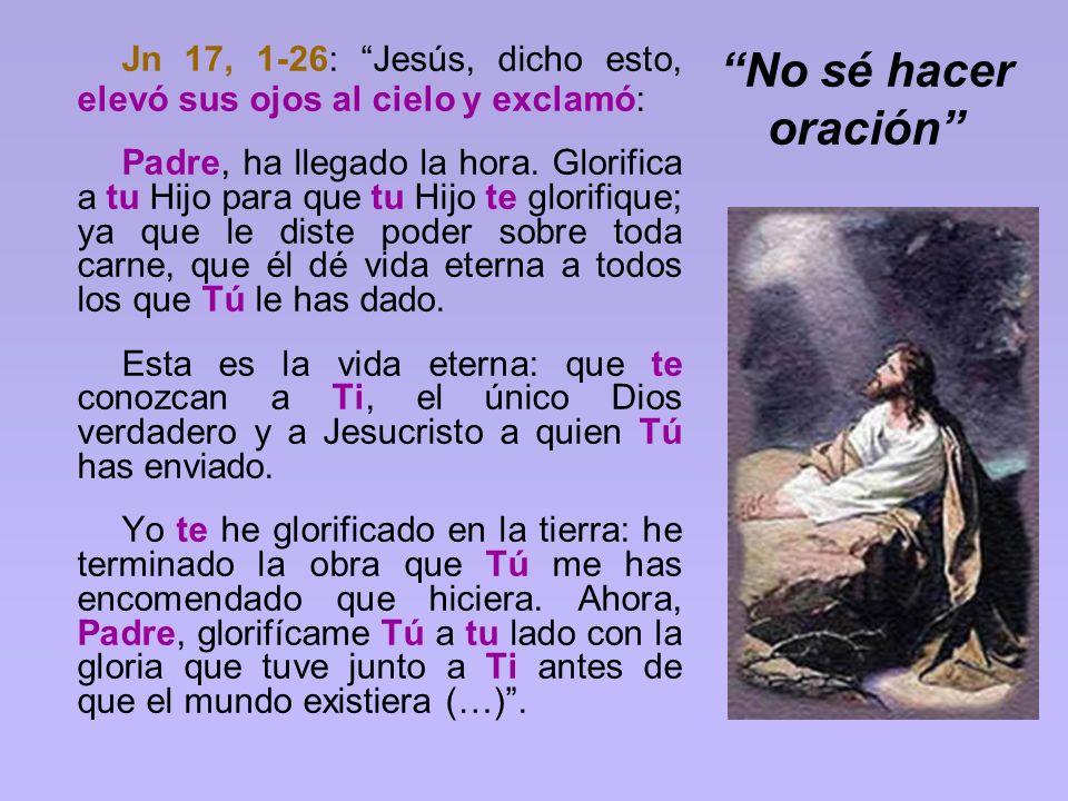 Jn 17, 1-26: Jesús, dicho esto, elevó sus ojos al cielo y exclamó: