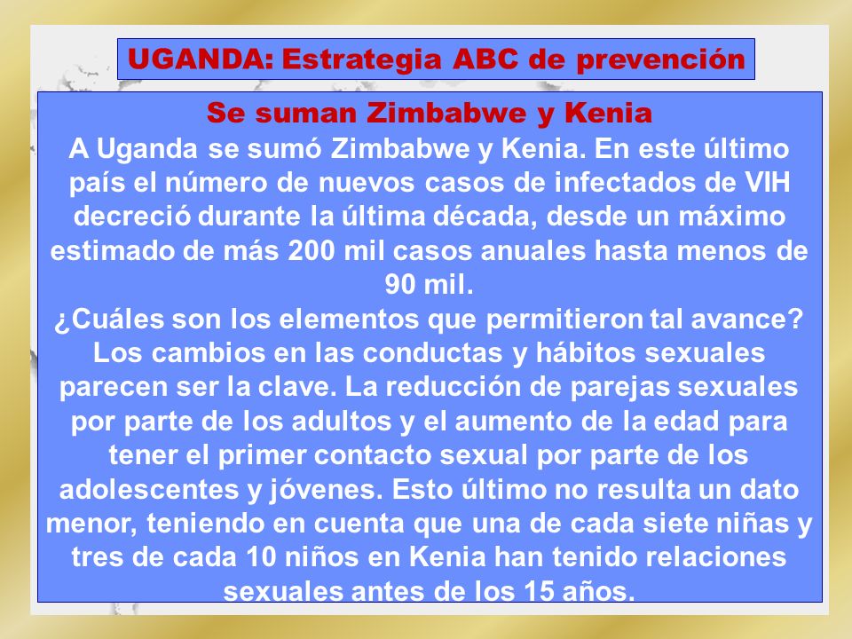 UGANDA: Estrategia ABC de prevención Se suman Zimbabwe y Kenia