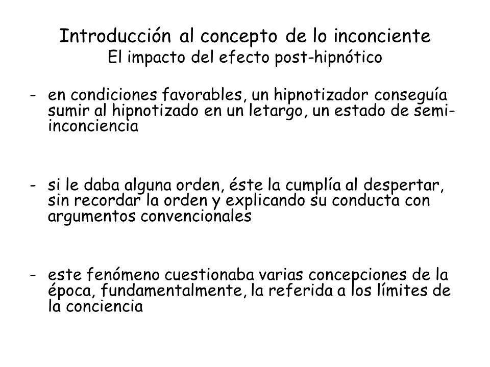 Introducción al concepto de lo inconciente El impacto del efecto post-hipnótico