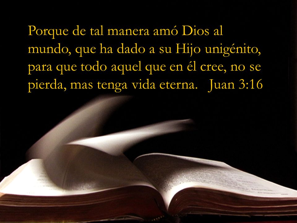 Porque de tal manera amó Dios al mundo, que ha dado a su Hijo unigénito, para que todo aquel que en él cree, no se pierda, mas tenga vida eterna.