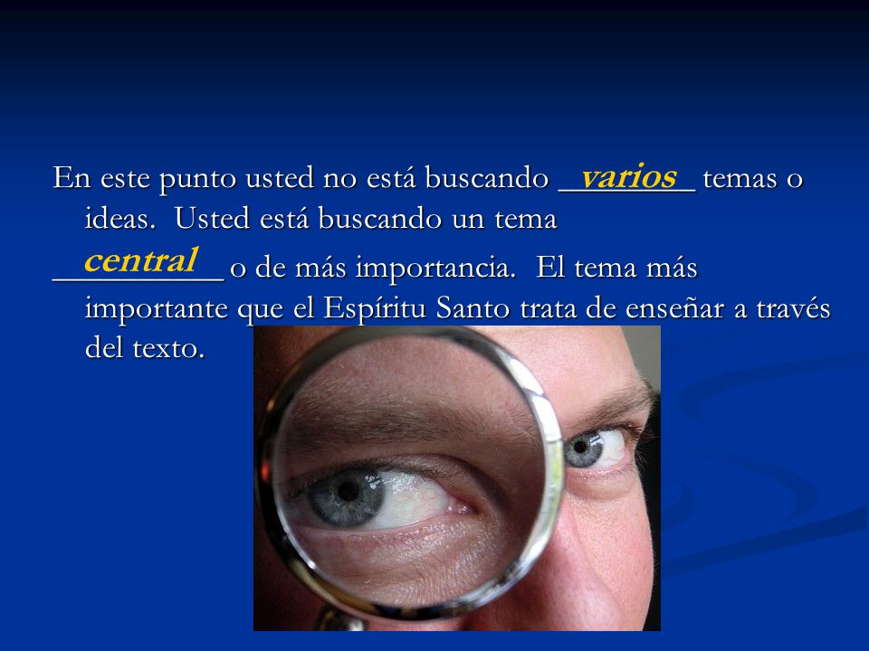 En este punto usted no está buscando ________ temas o ideas