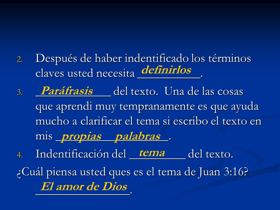 Después de haber indentificado los términos claves usted necesita __________.
