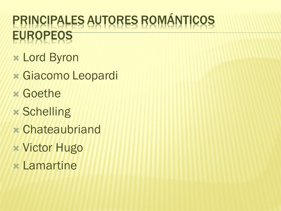 Principales autores románticos europeos