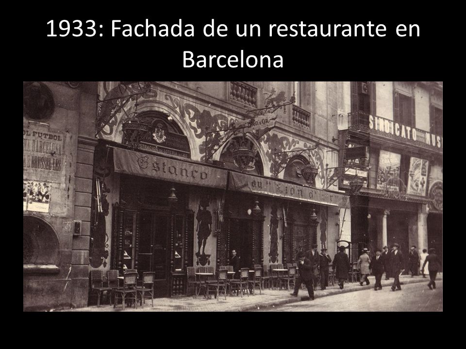 1933: Fachada de un restaurante en Barcelona