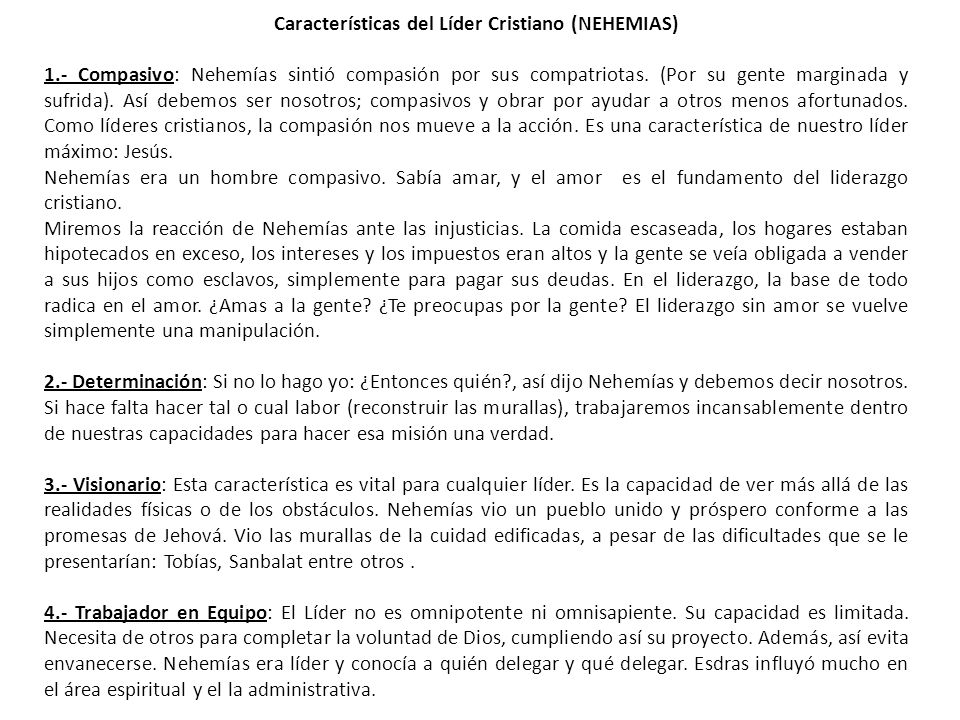 Características del Líder Cristiano (NEHEMIAS)