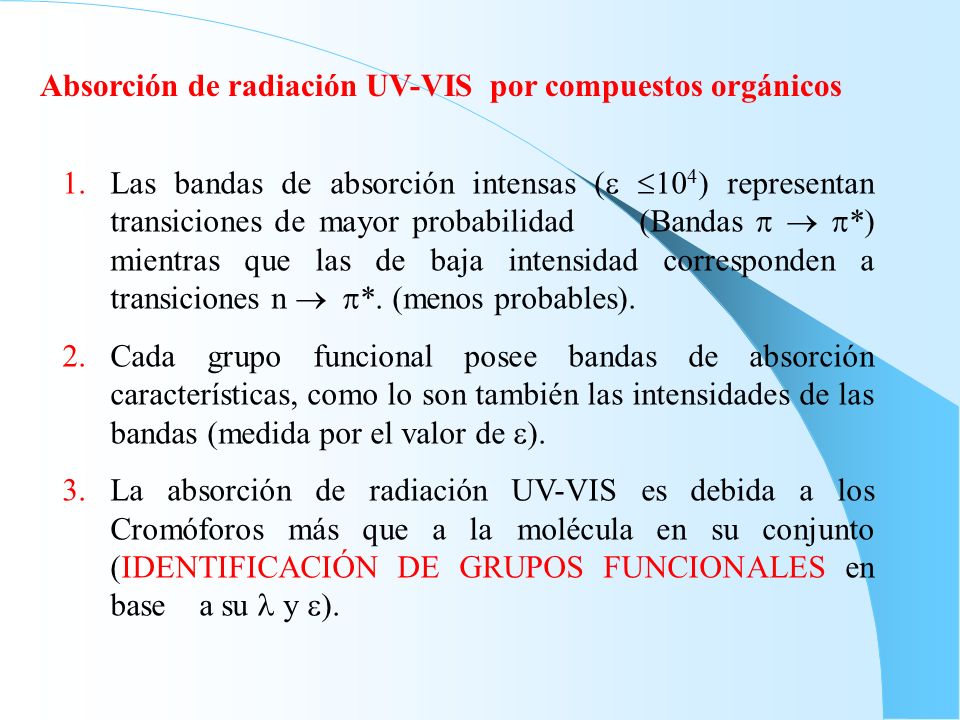 Absorción de radiación UV-VIS por compuestos orgánicos