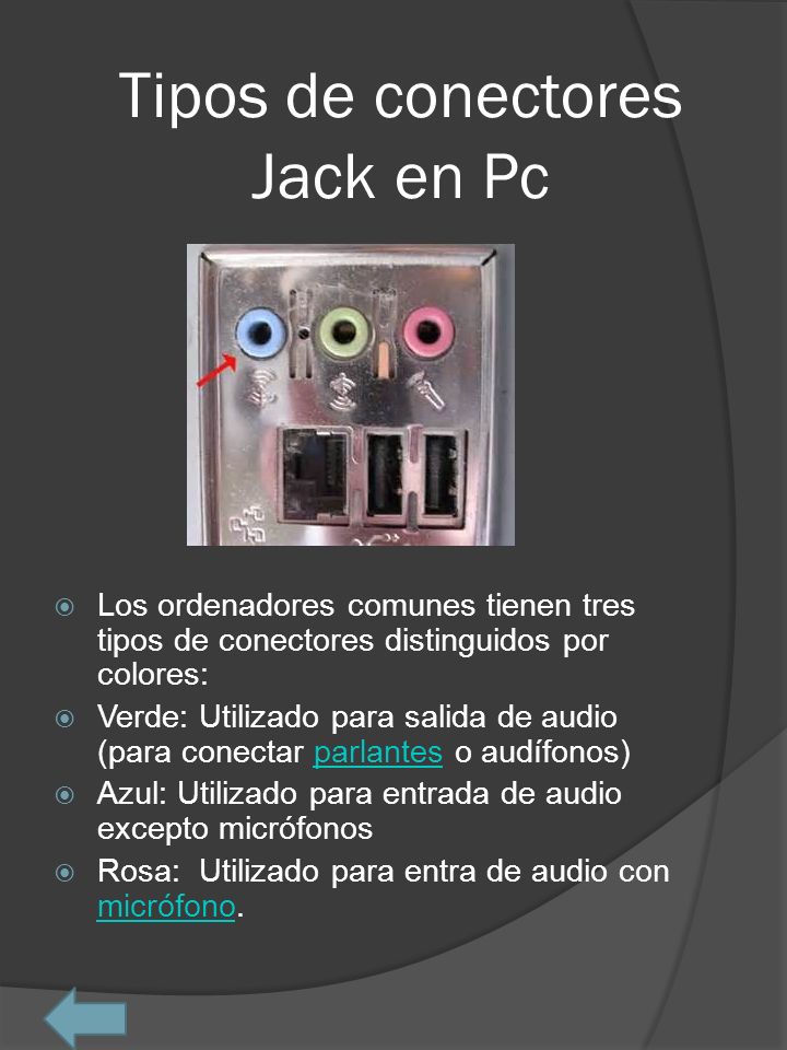 Tipos de conectores Jack en Pc