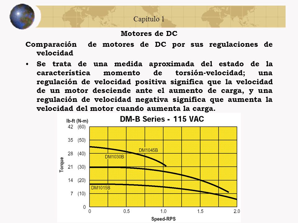 Capítulo 1 Motores de DC. Comparación de motores de DC por sus regulaciones de velocidad.