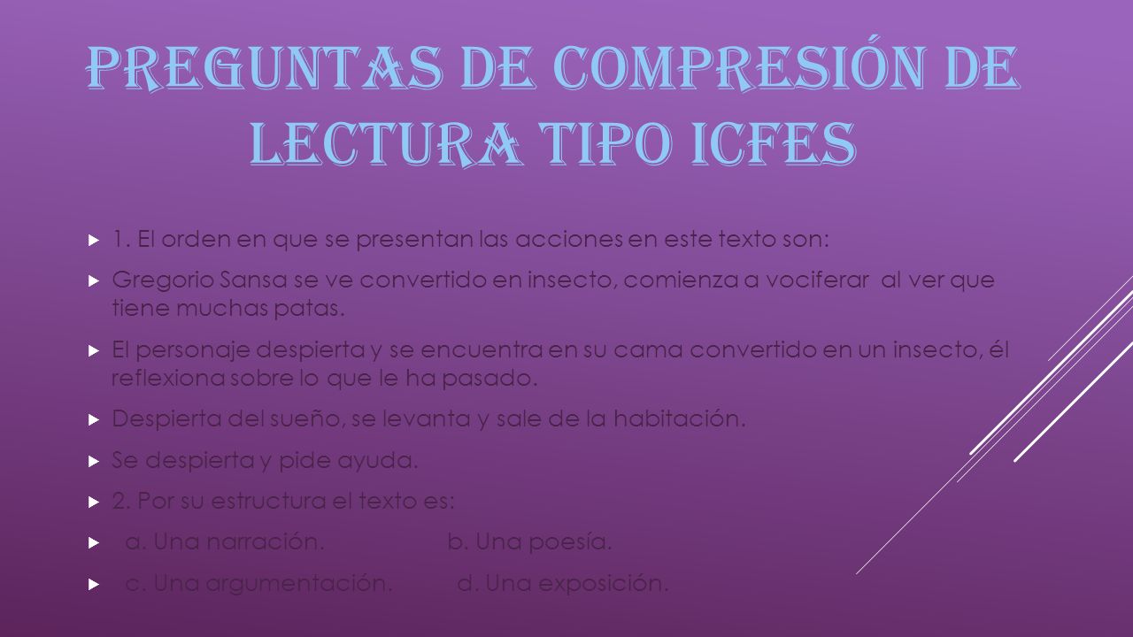 Preguntas de compresión de lectura tipo ICFES