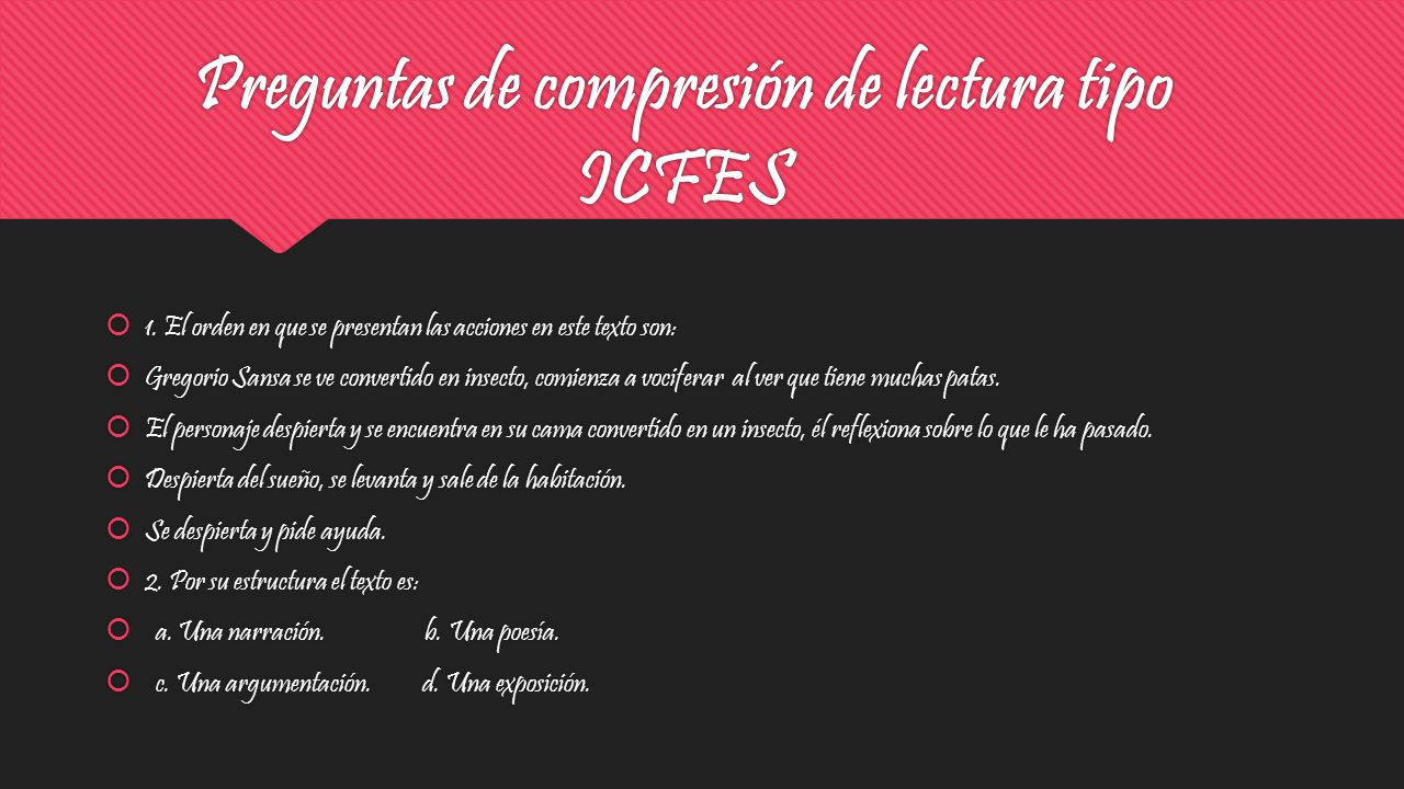Preguntas de compresión de lectura tipo ICFES