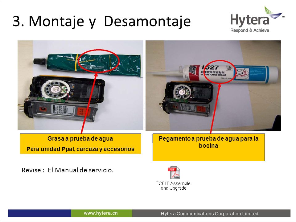 3. Montaje y Desamontaje Revise : El Manual de servicio.