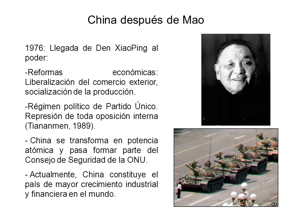 China después de Mao 1976: Llegada de Den XiaoPing al poder: