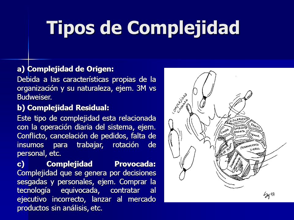 Tipos de Complejidad a) Complejidad de Origen: