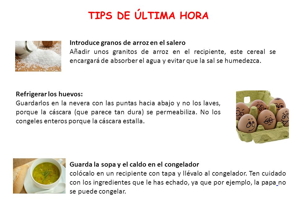 TIPS DE ÚLTIMA HORA Introduce granos de arroz en el salero