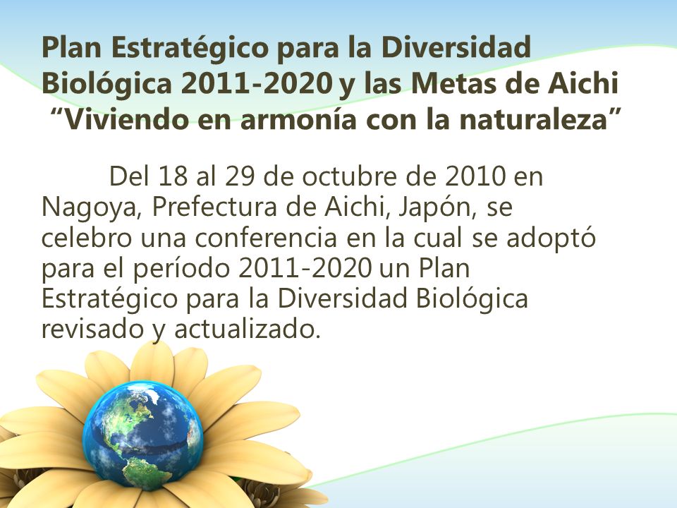 Plan Estratégico para la Diversidad Biológica y las Metas de Aichi Viviendo en armonía con la naturaleza
