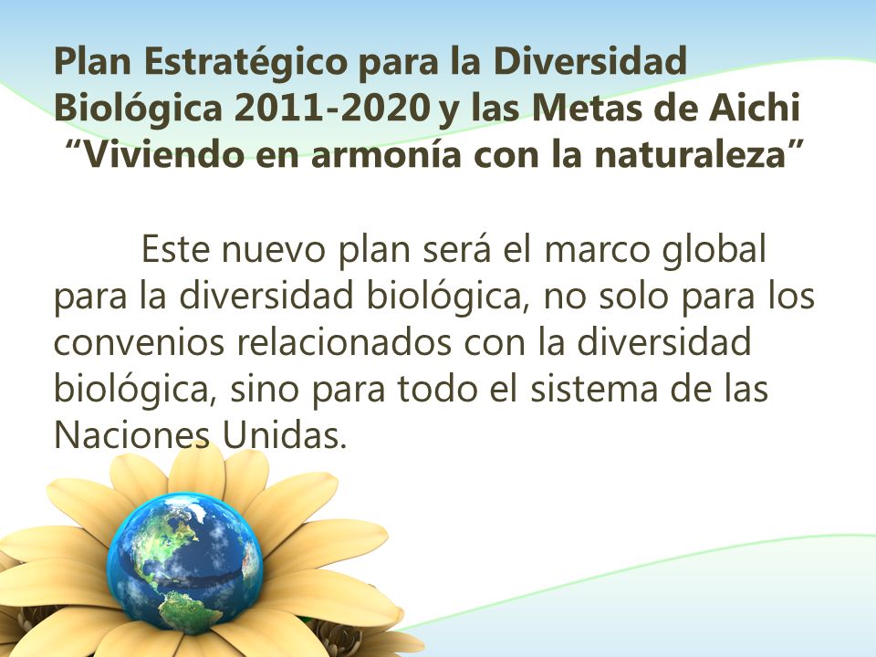 Plan Estratégico para la Diversidad Biológica y las Metas de Aichi Viviendo en armonía con la naturaleza