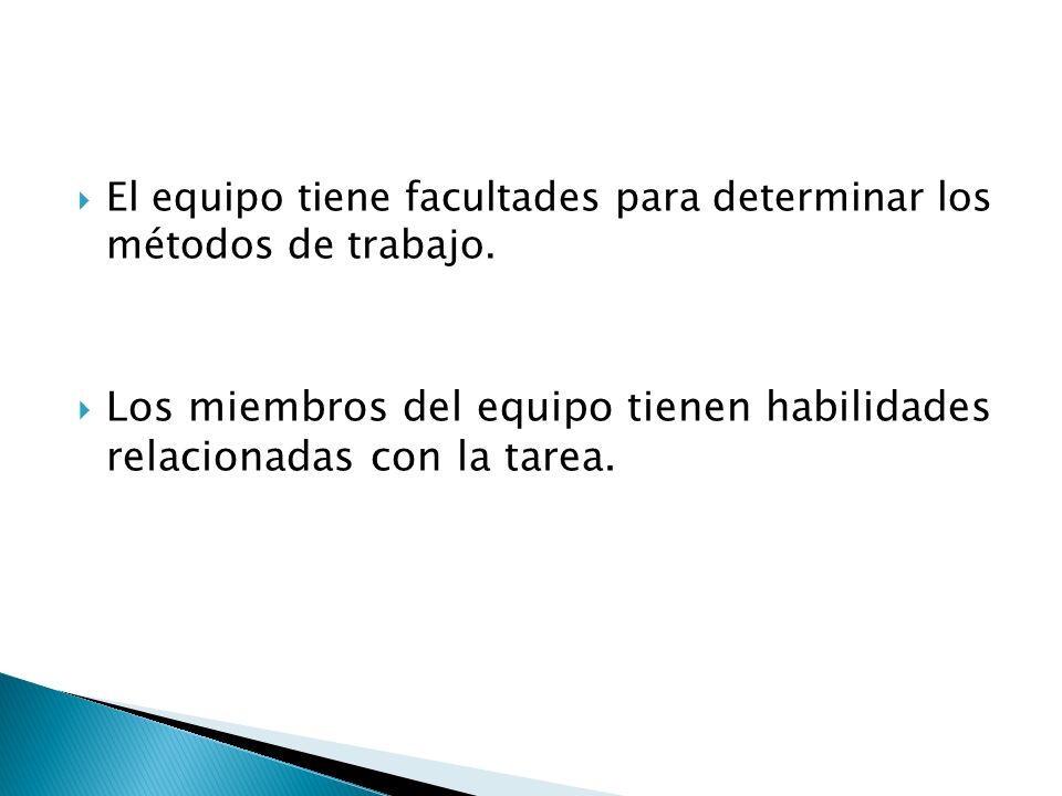 Los miembros del equipo tienen habilidades relacionadas con la tarea.