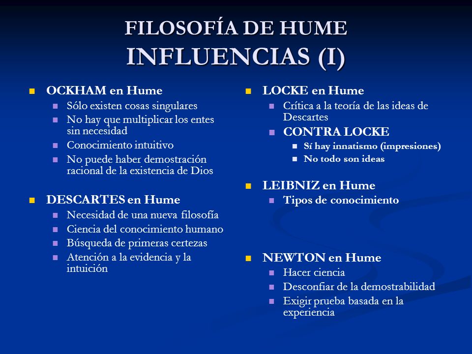 FILOSOFÍA DE HUME INFLUENCIAS (I)