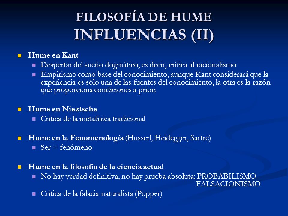 FILOSOFÍA DE HUME INFLUENCIAS (II)