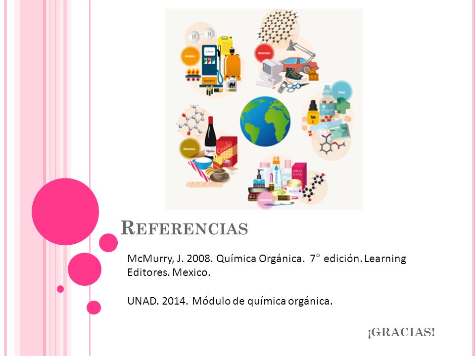 Referencias McMurry, J Química Orgánica. 7° edición. Learning Editores. Mexico. UNAD Módulo de química orgánica.