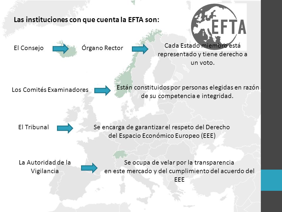 Las instituciones con que cuenta la EFTA son: