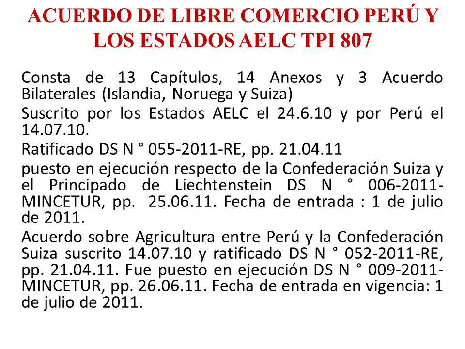 ACUERDO DE LIBRE COMERCIO PERÚ Y LOS ESTADOS AELC TPI 807