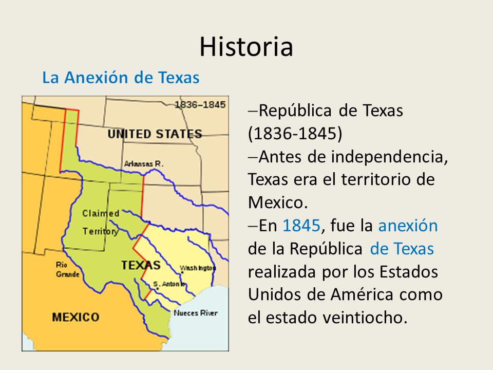 Historia La Anexión de Texas República de Texas ( )