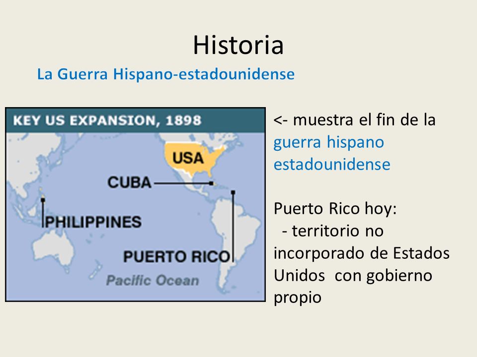 Historia <- muestra el fin de la guerra hispano estadounidense