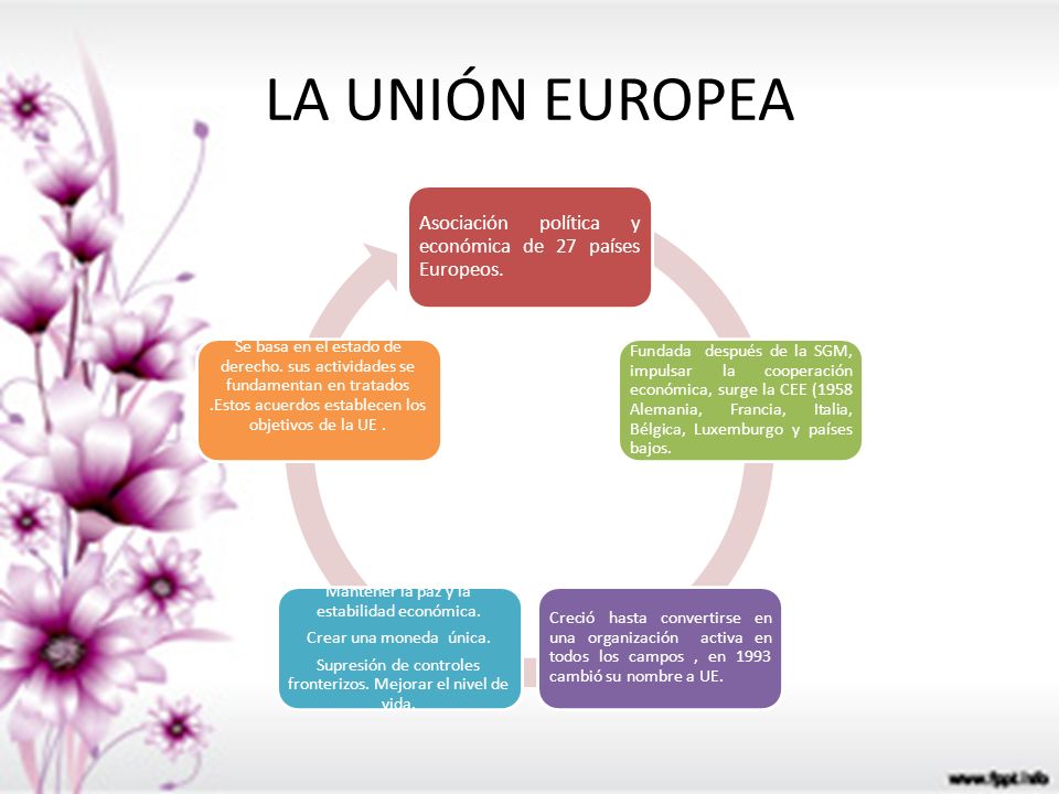 LA UNIÓN EUROPEA Asociación política y económica de 27 países Europeos.