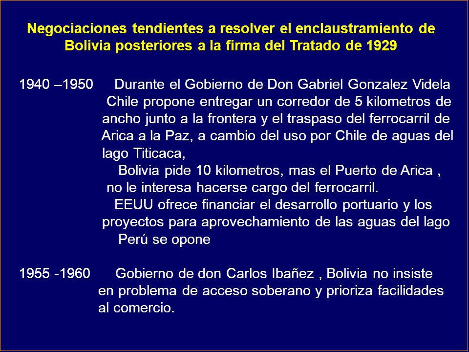 Negociaciones tendientes a resolver el enclaustramiento de Bolivia posteriores a la firma del Tratado de 1929
