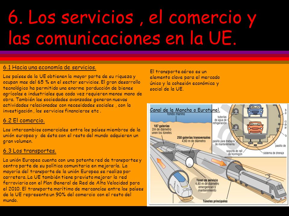 6. Los servicios , el comercio y las comunicaciones en la UE.