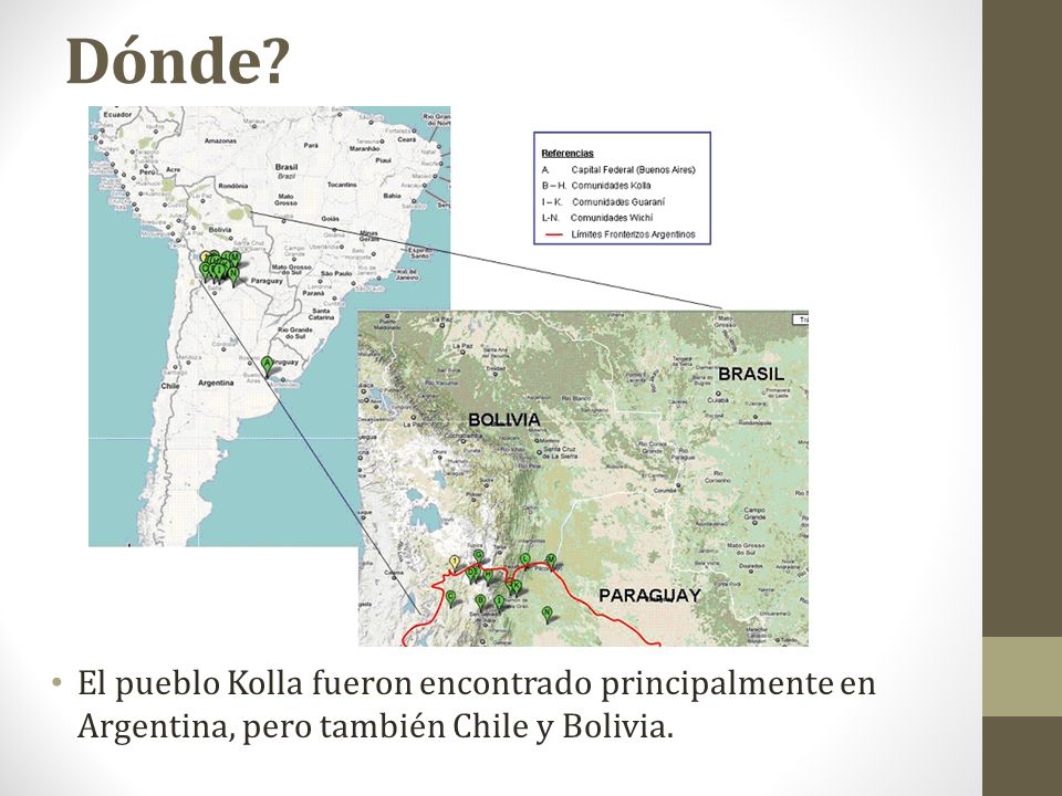 Dónde El pueblo Kolla fueron encontrado principalmente en Argentina, pero también Chile y Bolivia.