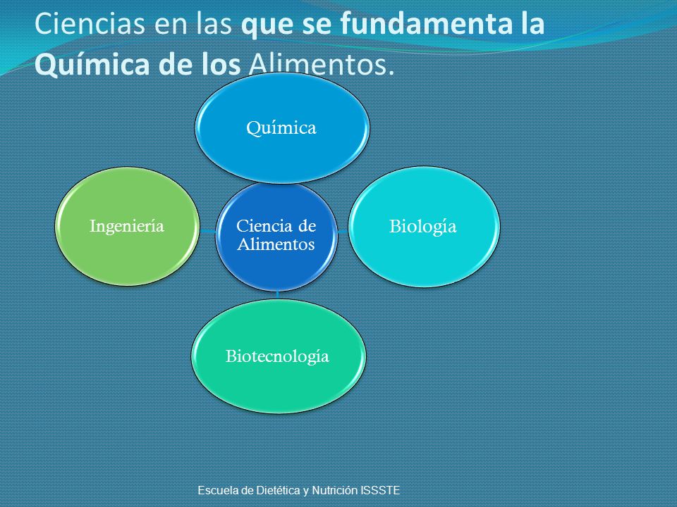 Ciencias en las que se fundamenta la Química de los Alimentos.