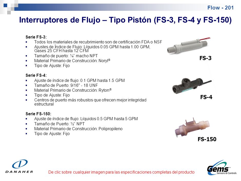 Interruptores de Flujo – Tipo Pistón (FS-380 Y FS-380P)